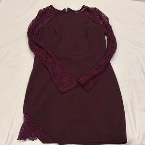 Love Nicki’s Lew Elegant Lace Sleeve Dress - Purple